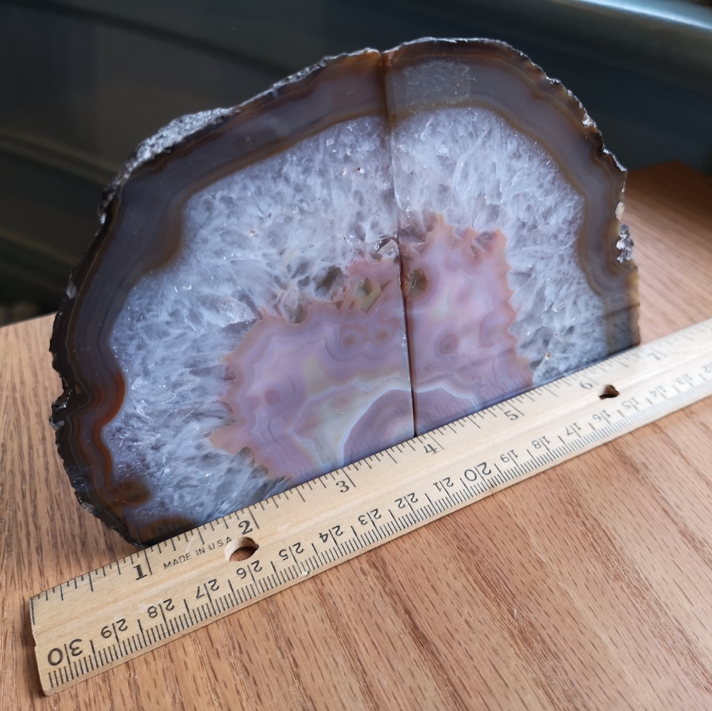 Agate gemstone bookends